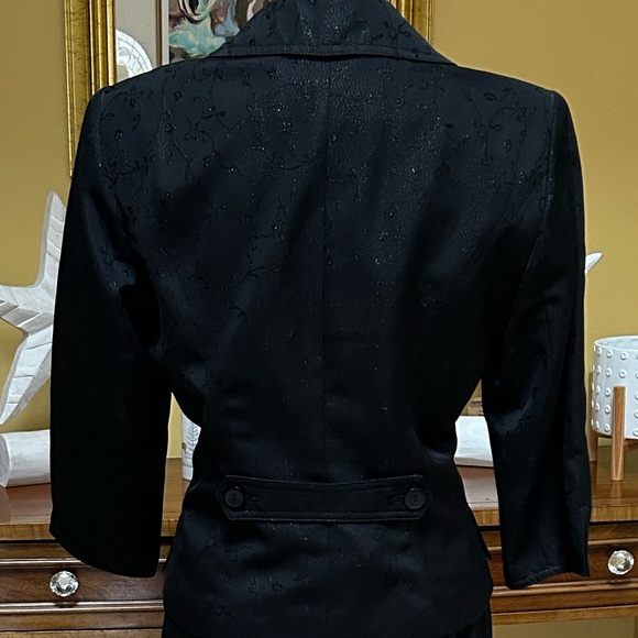 Women’s Vtg 90’s Y2K Office Girl Formal Black Floral Embroidered 2 PC Skirt Set - Picture 10 of 15